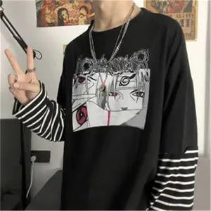 Cool Spring Naruto Print Men's T Shirt Long Sleeve Harajuku Unisex Japanese Anime Streetwear