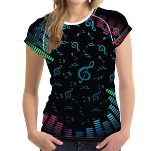 Stylish Music Note Print Summer T Shirts For Teen Girl