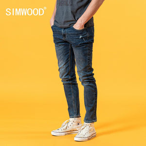 SIMWOOD Slim Fit Jeans Men fashion Casual Ripped Hole Denim