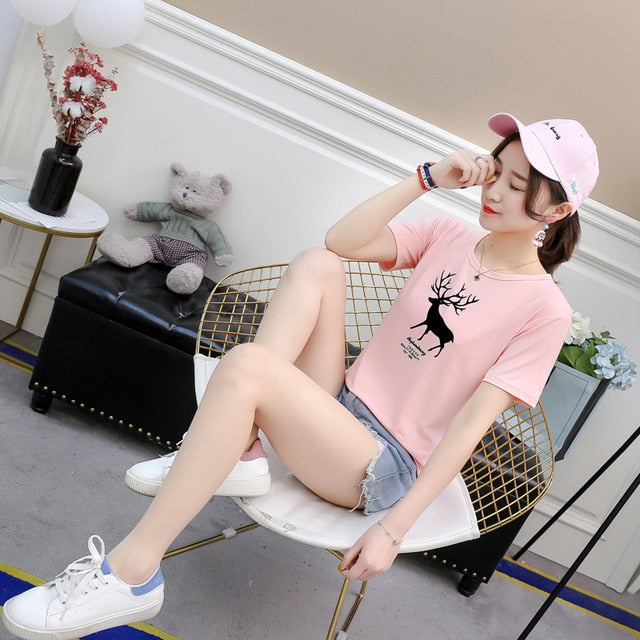 Deer Summer New Korean Short-Sleeved T-Shirt