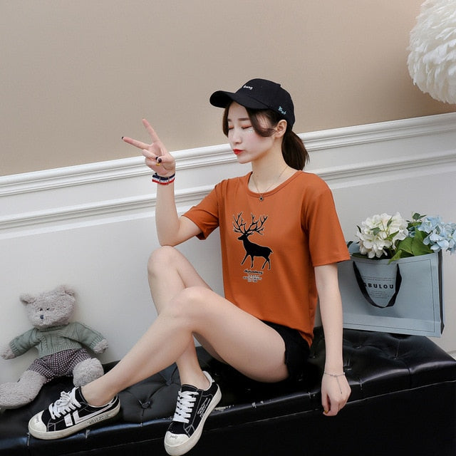 Deer Summer New Korean Short-Sleeved T-Shirt