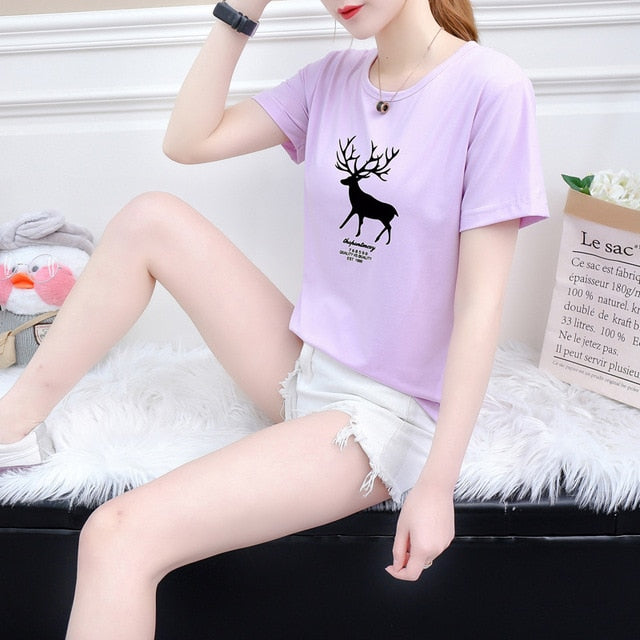 Deer Summer New Korean Short-Sleeved T-Shirt