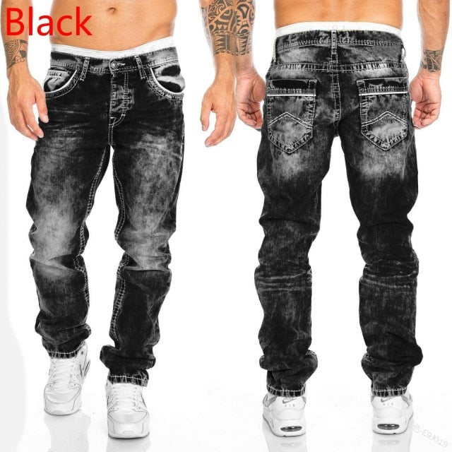 WEPBEL Men's Fashion Jeans Casual Full Length Hip-Hop Cowboy Jeans