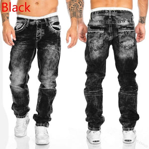 WEPBEL Men's Fashion Jeans Casual Full Length Hip-Hop Cowboy Jeans