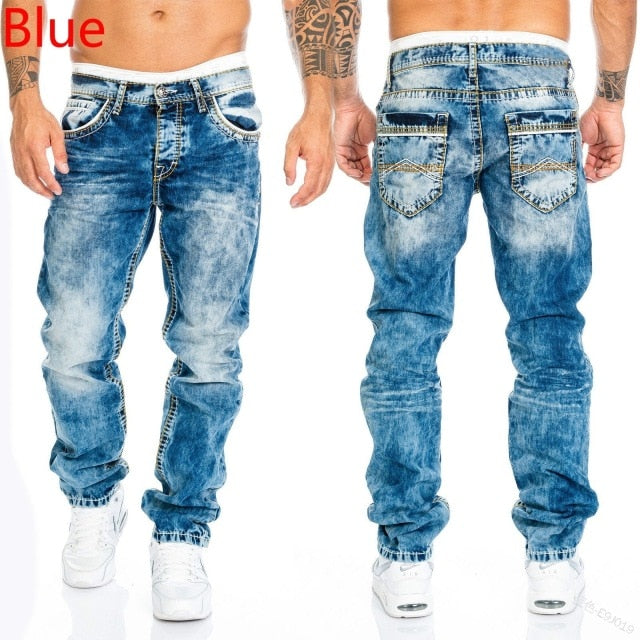 WEPBEL Men's Fashion Jeans Casual Full Length Hip-Hop Cowboy Jeans