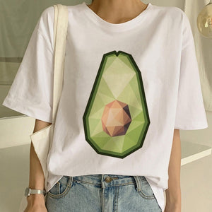 Kawaii Cartoon T-Shirt Women Avocado Short Sleeve