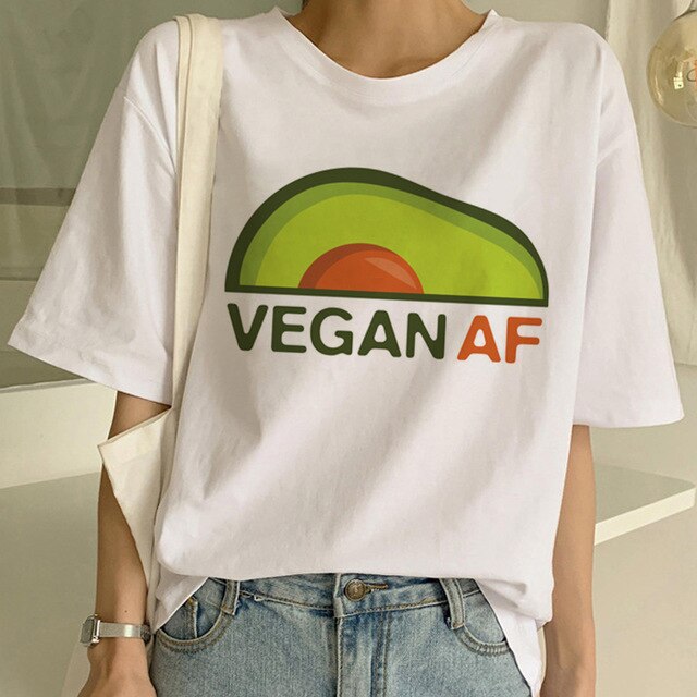 Kawaii Cartoon T-Shirt Women Avocado Short Sleeve