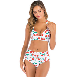 Bikini Swimsuit Women Swimwear Push Up Bikinis Set Cherry Print