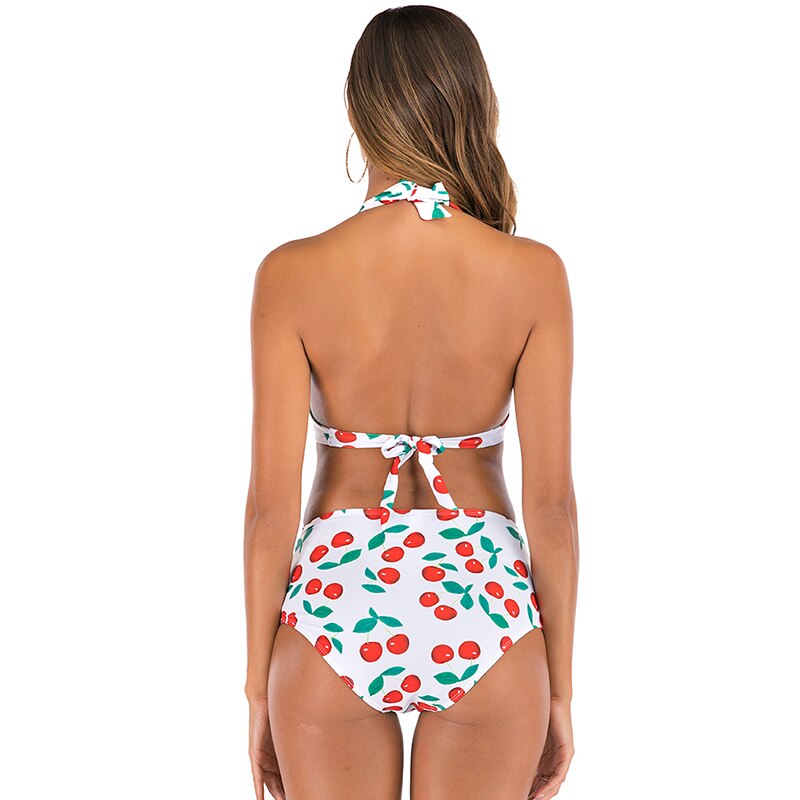 Bikini Swimsuit Women Swimwear Push Up Bikinis Set Cherry Print