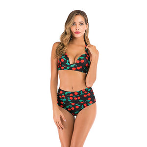 Bikini Swimsuit Women Swimwear Push Up Bikinis Set Cherry Print