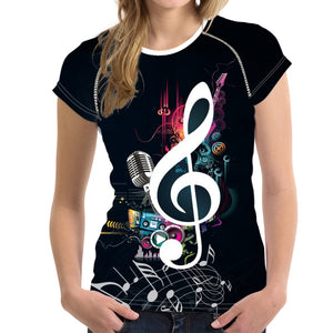 Stylish Music Note Print Summer T Shirts For Teen Girl